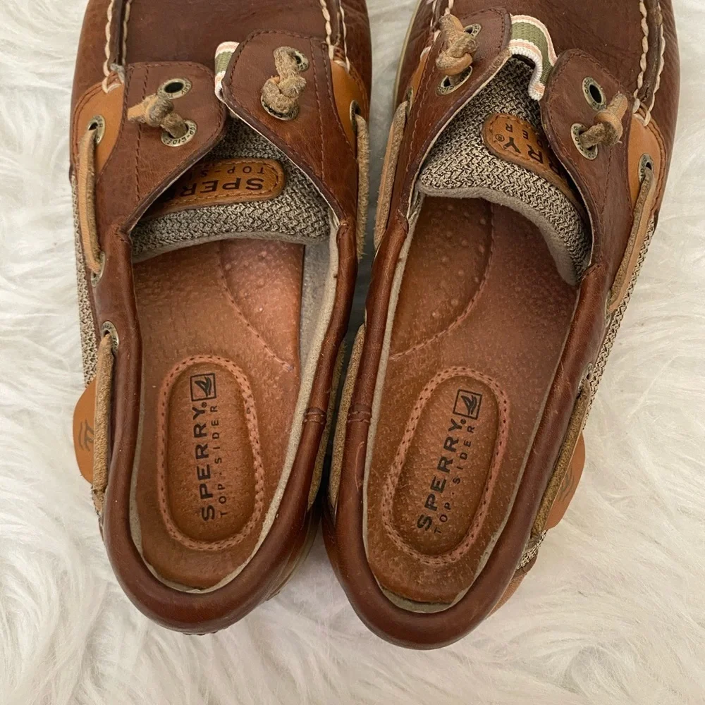 🔥30%OFF🔥SPERRY BROWN GREEN/PINK STRIPE SHOE 5.5